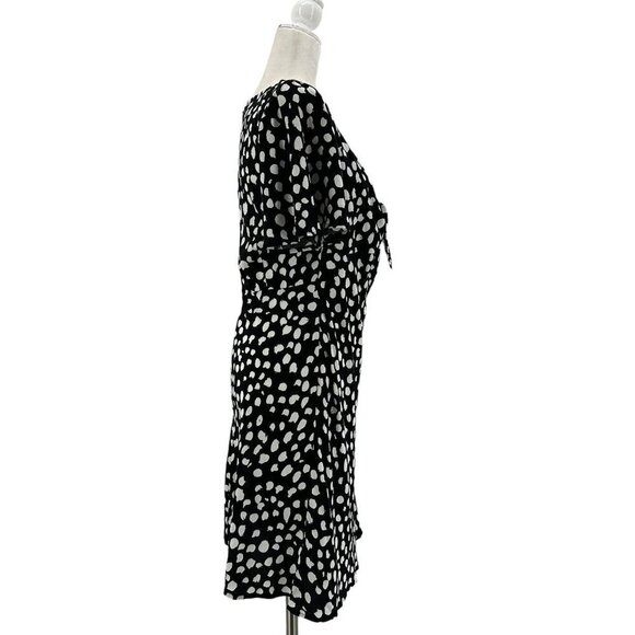 NWT Loft Polka Dot Black White Flutter Sleeve Short Dress Womens Small - Picture 4 of 7
